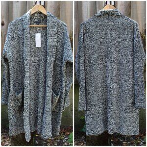 New w/Tags Eileen Fisher Chenille Boyfriend Cardi in Organic Cotton , Med Oversz